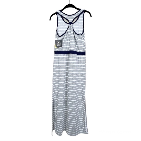 NWT Stitch Fix Moon & Stars Gray Navy Mimi Sleeveless French Terry Maxi Dress L - Picture 4 of 6